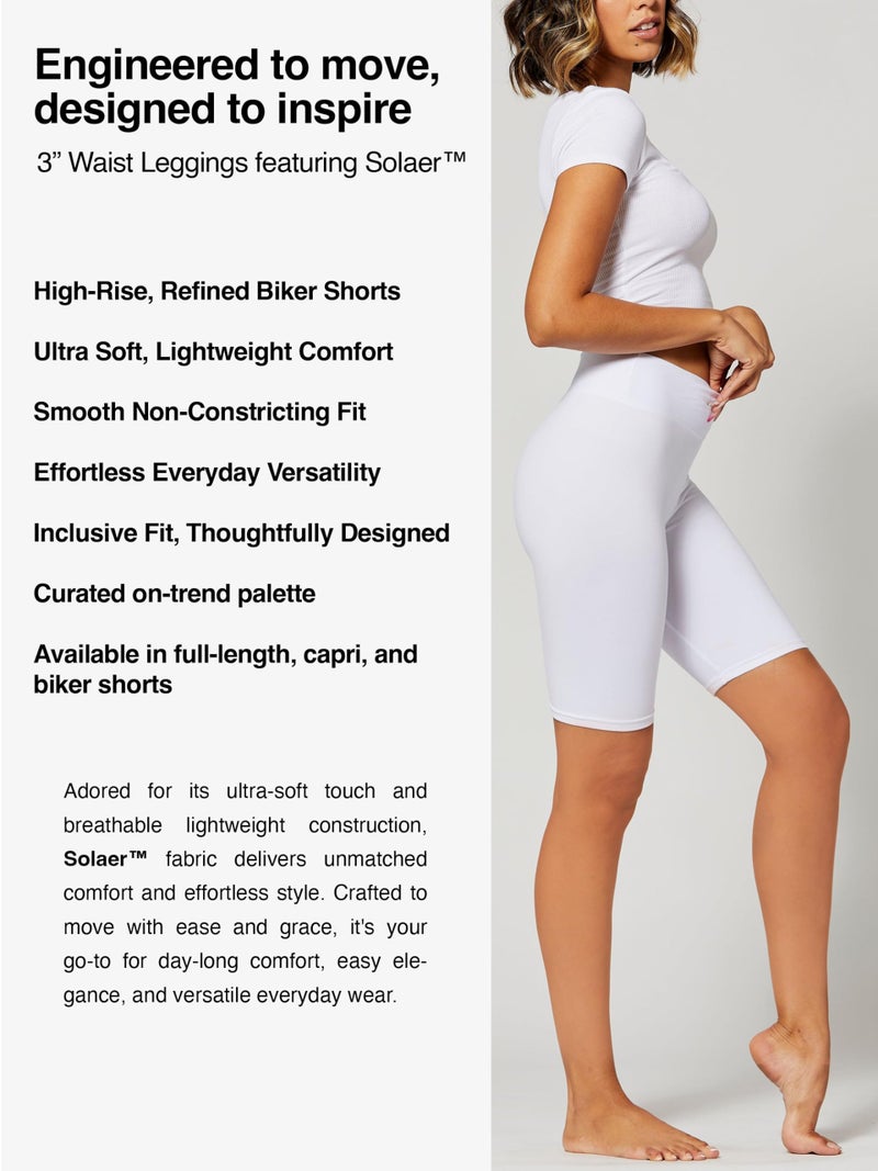 Conceited Biker Shorts for Women - Spandex - High Waisted - Soft - Casual - Super White - Small - Medium - Image 2